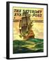 "Spanish Galleon," Saturday Evening Post Cover, March 30, 1935-Anton Otto Fischer-Framed Giclee Print