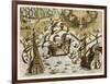 Spanish Galleons Attempt to Ward off Rivals for the New World-Theodor de Bry-Framed Art Print