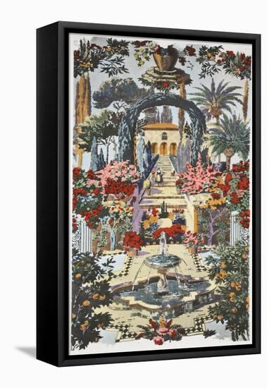 Spanish Garden, Pub. 1933 (Colour Litho)-Harry Wearne-Framed Stretched Canvas