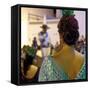 Spanish Girl Watching Horse-Back Feria Procession, Tarifa, Andalucia, Spain, Europe-Giles Bracher-Framed Stretched Canvas