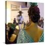 Spanish Girl Watching Horse-Back Feria Procession, Tarifa, Andalucia, Spain, Europe-Giles Bracher-Stretched Canvas