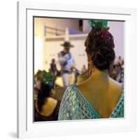 Spanish Girl Watching Horse-Back Feria Procession, Tarifa, Andalucia, Spain, Europe-Giles Bracher-Framed Photographic Print