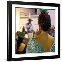 Spanish Girl Watching Horse-Back Feria Procession, Tarifa, Andalucia, Spain, Europe-Giles Bracher-Framed Photographic Print