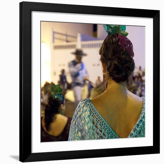 Spanish Girl Watching Horse-Back Feria Procession, Tarifa, Andalucia, Spain, Europe-Giles Bracher-Framed Photographic Print