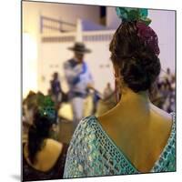 Spanish Girl Watching Horse-Back Feria Procession, Tarifa, Andalucia, Spain, Europe-Giles Bracher-Mounted Photographic Print