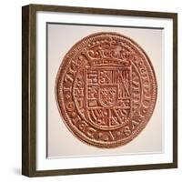 Spanish Gold Doubloon, Looted by Pirates, 1714-null-Framed Giclee Print