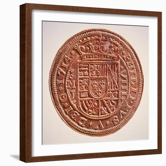 Spanish Gold Doubloon, Looted by Pirates, 1714-null-Framed Giclee Print