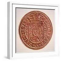 Spanish Gold Doubloon, Looted by Pirates, 1714-null-Framed Giclee Print