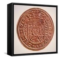 Spanish Gold Doubloon, Looted by Pirates, 1714-null-Framed Stretched Canvas