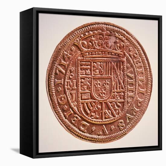 Spanish Gold Doubloon, Looted by Pirates, 1714-null-Framed Stretched Canvas