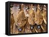 Spanish Hams Hanging in a Restaurant Bodega, Seville, Andalusia, Spain, Europe-Guy Thouvenin-Framed Stretched Canvas