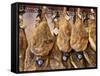 Spanish Hams Hanging in a Restaurant Bodega, Seville, Andalusia, Spain, Europe-Guy Thouvenin-Framed Stretched Canvas