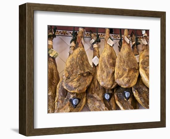 Spanish Hams Hanging in a Restaurant Bodega, Seville, Andalusia, Spain, Europe-Guy Thouvenin-Framed Photographic Print