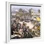 Spanish Invaders Attacked by the Aztecs in Tenochtitlan during la Noche Triste, c.1520-null-Framed Giclee Print