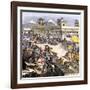 Spanish Invaders Attacked by the Aztecs in Tenochtitlan during la Noche Triste, c.1520-null-Framed Giclee Print