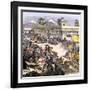 Spanish Invaders Attacked by the Aztecs in Tenochtitlan during la Noche Triste, c.1520-null-Framed Giclee Print
