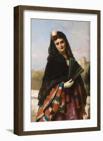 Spanish Lady with a Fan-John-bagnold Burgess-Framed Giclee Print