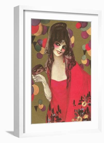 Spanish Lady with Mantilla-null-Framed Art Print