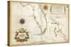 Spanish Map of Florida and the Bahamas, 1805-null-Stretched Canvas