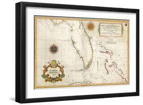 Spanish Map of Florida and the Bahamas, 1805-null-Framed Giclee Print