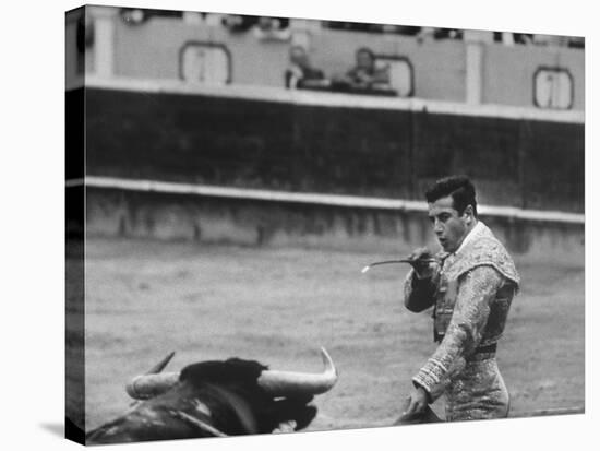 Spanish Matador, Antonio Ordonez Prepares to Kill the Charging Bull During Bullfight-Loomis Dean-Stretched Canvas