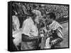 Spanish Matador Antonio Ordonez with Friend, Author Ernest Hemingway in Arena Before Bullfight-Loomis Dean-Framed Stretched Canvas