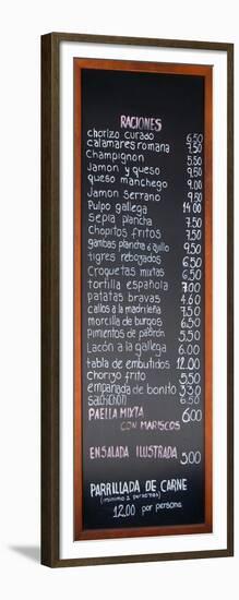 Spanish Menu from a Restaurant in Madrid-RobWilson-Framed Art Print