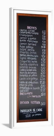 Spanish Menu from a Restaurant in Madrid-RobWilson-Framed Art Print