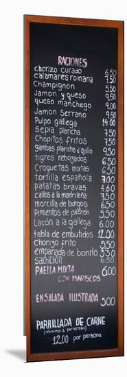 Spanish Menu from a Restaurant in Madrid-RobWilson-Mounted Art Print