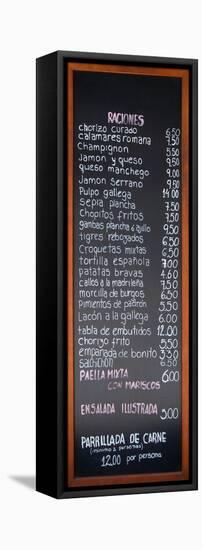 Spanish Menu from a Restaurant in Madrid-RobWilson-Framed Stretched Canvas