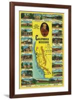 Spanish Missions of California showing 21 Missions - California State-Lantern Press-Framed Art Print