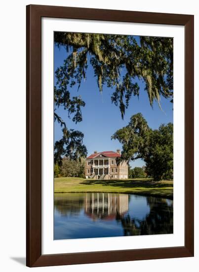 Spanish moss covered tree and plantation house, Charleston, South Carolina.-Michael DeFreitas-Framed Photographic Print