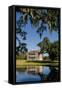 Spanish moss covered tree and plantation house, Charleston, South Carolina.-Michael DeFreitas-Framed Stretched Canvas