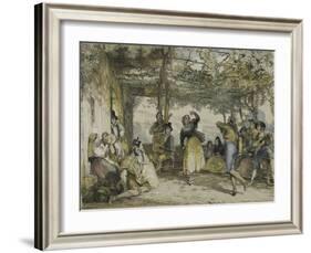 Spanish Peasants Dancing the Bolero, 1836-John Frederick Lewis-Framed Giclee Print