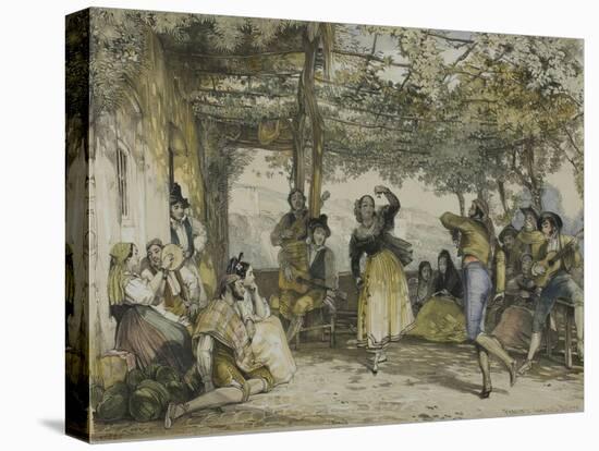 Spanish Peasants Dancing the Bolero, 1836-John Frederick Lewis-Stretched Canvas