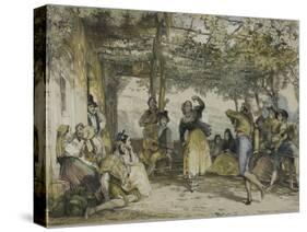 Spanish Peasants Dancing the Bolero, 1836-John Frederick Lewis-Stretched Canvas