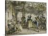 Spanish Peasants Dancing the Bolero, 1836-John Frederick Lewis-Stretched Canvas