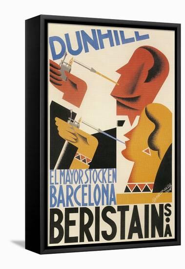 Spanish Poster with Smokers-null-Framed Stretched Canvas