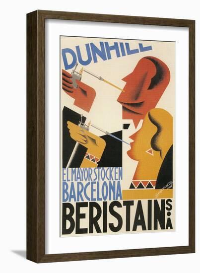 Spanish Poster with Smokers-null-Framed Art Print