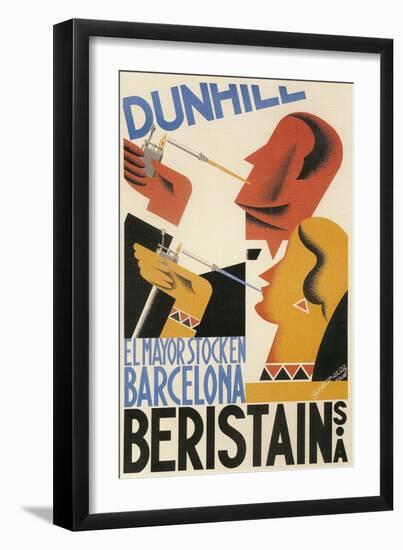 Spanish Poster with Smokers-null-Framed Art Print