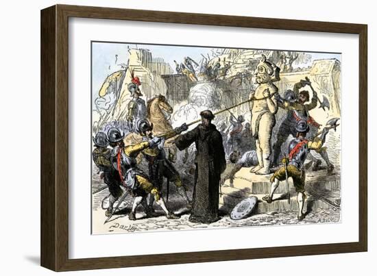 Spanish Priests Destroying Aztec Idols in Mexico-null-Framed Giclee Print