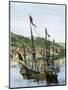 Spanish Ships in a Colonial Port-null-Mounted Premium Giclee Print