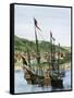 Spanish Ships in a Colonial Port-null-Framed Stretched Canvas