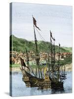 Spanish Ships in a Colonial Port-null-Stretched Canvas