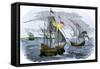 Spanish Ships of Hernando Cortes Sailing to Mexico, c.1519-null-Framed Stretched Canvas