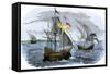 Spanish Ships of Hernando Cortes Sailing to Mexico, c.1519-null-Framed Stretched Canvas