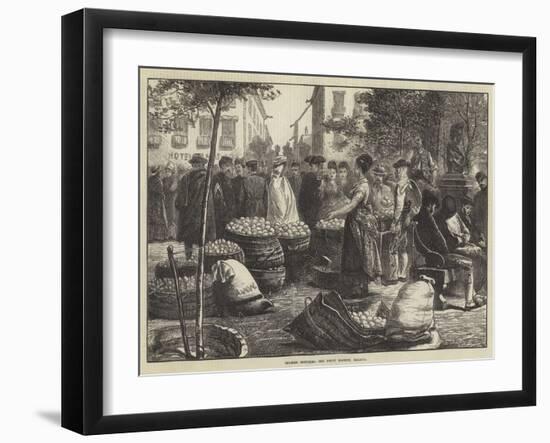 Spanish Sketches, the Fruit Market, Malaga-null-Framed Giclee Print