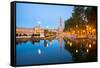 Spanish Square Espana Plaza in Sevilla Spain at Dusk-vichie81-Framed Stretched Canvas