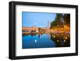 Spanish Square Espana Plaza in Sevilla Spain at Dusk-vichie81-Framed Photographic Print