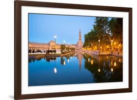 Spanish Square Espana Plaza in Sevilla Spain at Dusk-vichie81-Framed Photographic Print